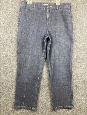 Kim Rogers Womens Size 14 Dark Wash Back Slit Pocket Denim Straight Leg Jeans
